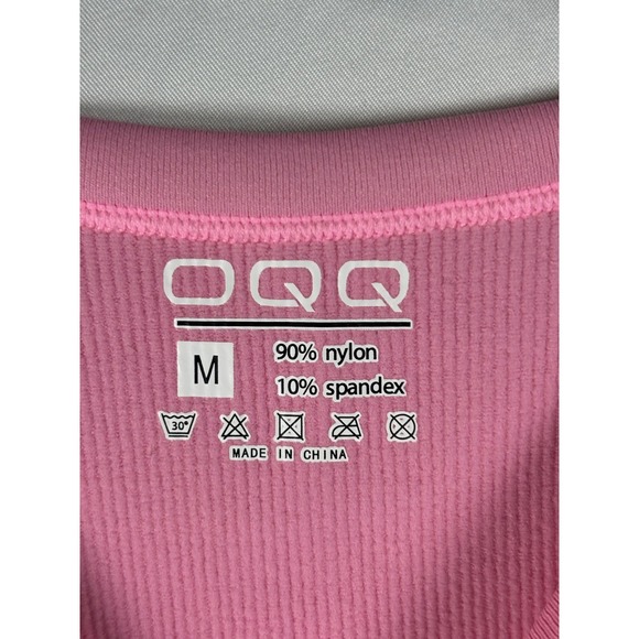 OQQ Womens Pink Ribbed Sleeveless Asymmetrical Ruffle Hem Bodycon Midi Dress M - Picture 2 of 3